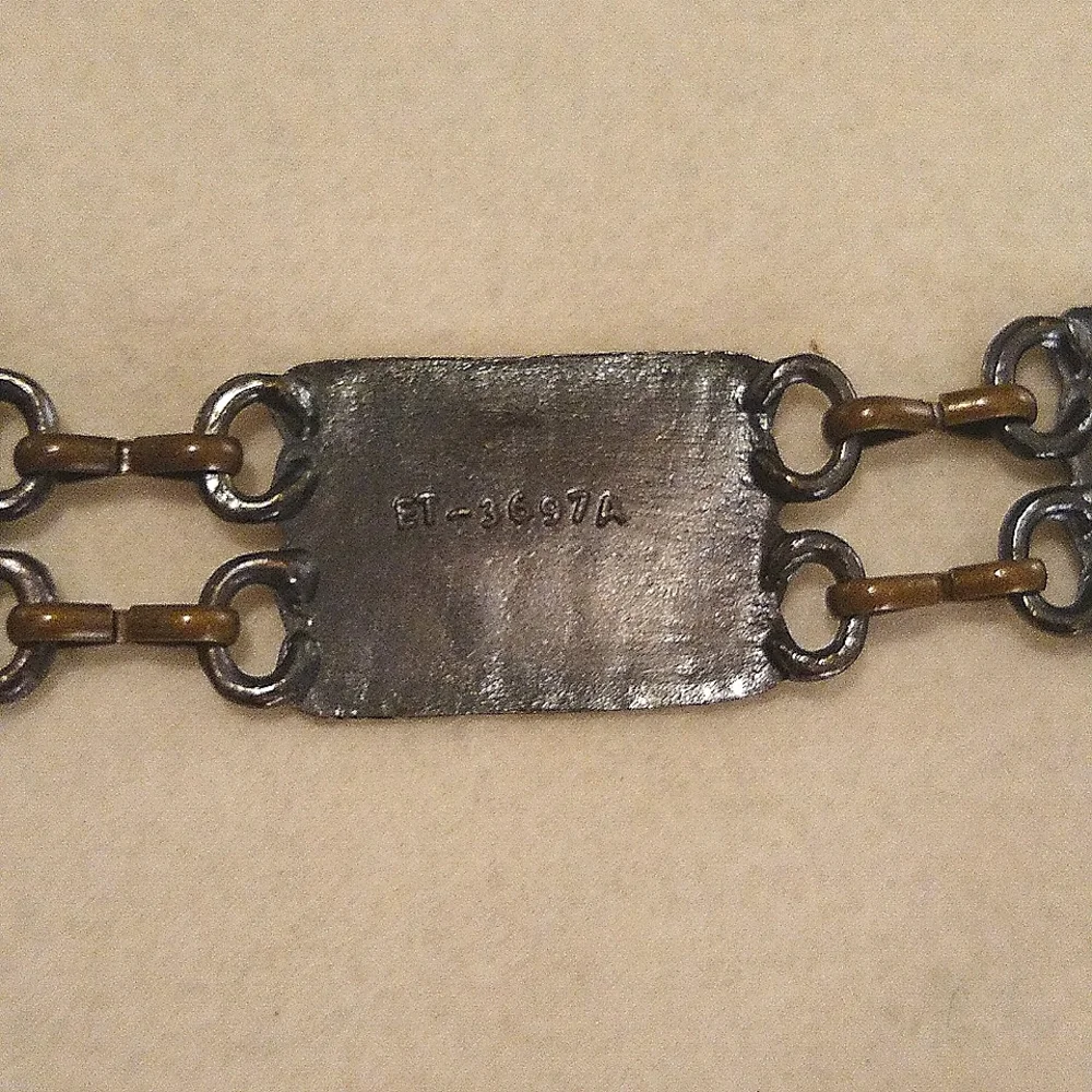 Bronze Color Linked Etched Rectangles Belt